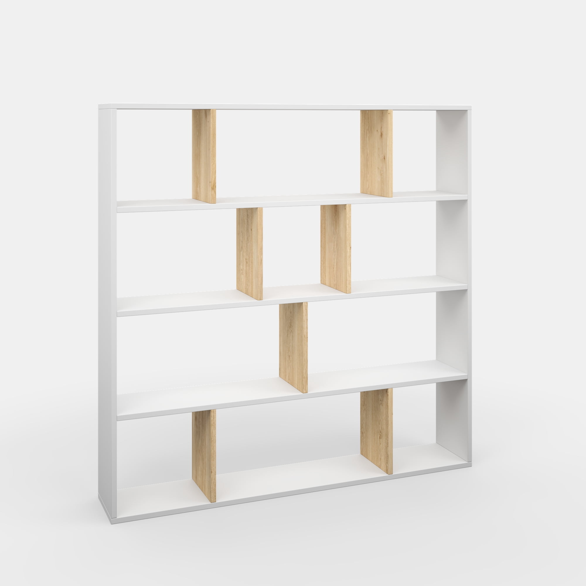 Ada Home Decor Hobdi 4 Tier Open Shelf Cube Modern Bookcase, White/Oak