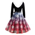 thumbnail image 4 of Christmas Dresses for Women Women's Casual And Fashionable Long Sleeved V-neck Print Matching Zipper Dress with Fur and Christmas Tree for Holiday Party,Hot Pink,3XL, 4 of 4
