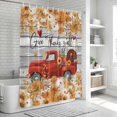 thumbnail image 6 of Red Truck Fall Shower Curtain, Waterproof Shower Curtains for Bathroom, Thanksgiving Botanical Pumpkins Leaves Wooden Washable Fabric Bathtub Curtain Set Bath Decor with 12 Hooks Long 72"x84", 6 of 8