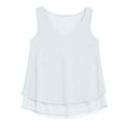 thumbnail image 3 of BRGZLK Women's Chiffon Tank Top Summer Fashionable Solid V-Neck Sleeveless Shirt Casual Flowy Camisole White XXXXL, 3 of 5