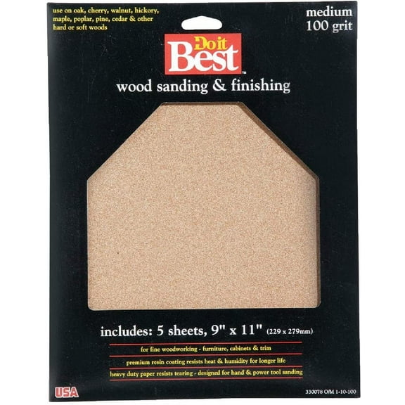 Ali Industries Garnet Sandpaper Medium - 100 Grit - 9" x 11"