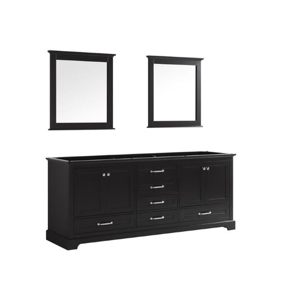 80 in. Dukes Double Vanity with No Top & 30 in. Mirrors - Espresso
