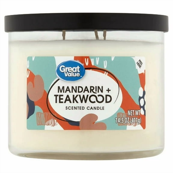 Mandarin & Teakwood Aromatherapy Candles Scented, 14 Oz