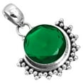 thumbnail image 1 of 925 Silver Pendant For Chain Necklace For Women Green Emerald Simulated Stone Silver Pendant May Birthstone Costume Silver Pendant Gift For Wife On Friendship Day 925 Silver Jewelry With Gemstone, 1 of 3