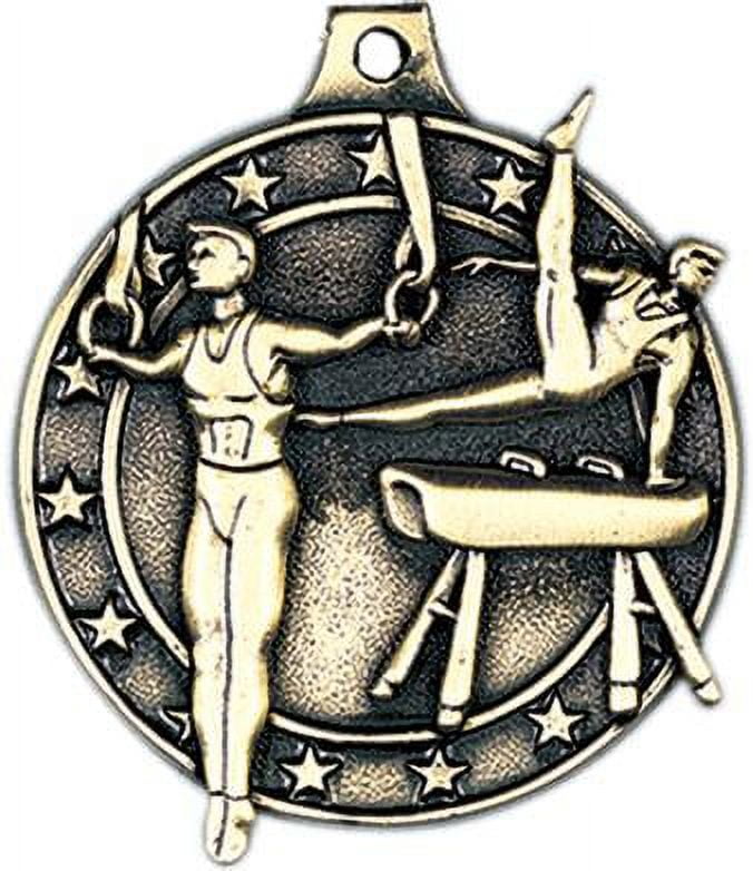 Male Gymnastics Medals, 2" Gold Diecast Male Gymnastics Medal Award 10 Pack