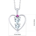 thumbnail image 2 of Gem Stone King 925 Sterling Silver Sky Blue Aquamarine and Pink Sapphire Pendant Necklace for Women (0.67 Cttw, Gemstone March Birthstone, Heart 5MM and 4MM, with 18 inch Silver Chain), 2 of 3