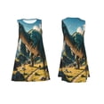 thumbnail image 7 of Honeii Cute Green Dinosaur Blue Sky Print Women's Sleeveless Dress, Loose Fit Casual Dress for Women, Summer Fashion Dress, 7 of 7