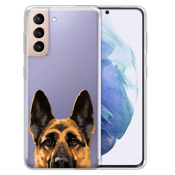 WIRESTER Transparent Soft Gel TPU Clear Case Slim Protective Cover for Samsung Galaxy S22 6.1" 2022, Animal Black Tan German Shepherd Dog