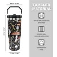 thumbnail image 3 of 30 oz Black Bottle Spill Proof Mushroom Tumbler with Top Handle and Straw Lid Stainless Steel Double Wall Insulated Tumbler Coffee Mug Gift for Women Men Travel Cup for Car, 3 of 6