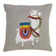 thumbnail image 1 of SARO 1731.GY18S 18 in. Square Poly Filled Embroidered Llama Design Throw Pillow - Grey, 1 of 1