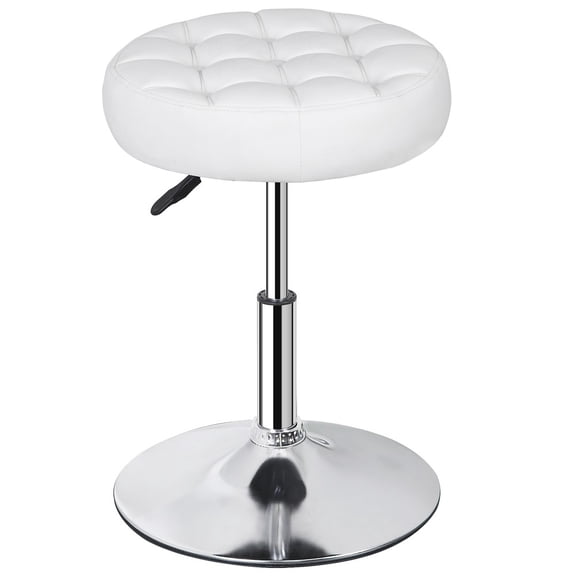 HOWEN Modern Makeup Vanity Stool, PU Leather Swivel Vanity Chair and Ottoman Stool in White, Elegant and Comfortable Seat for Dressing Table