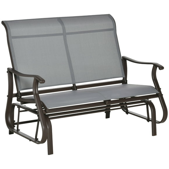 Outsunny 2-Person Outdoor Glider Chair for Outdoor, Backyard, Light Grey