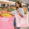 thumbnail image 5 of Fit + Fresh Insulated Grocery Tote Bag, Large Leak-Resistant Reusable Cooler, Pink Gingham, 5 of 6