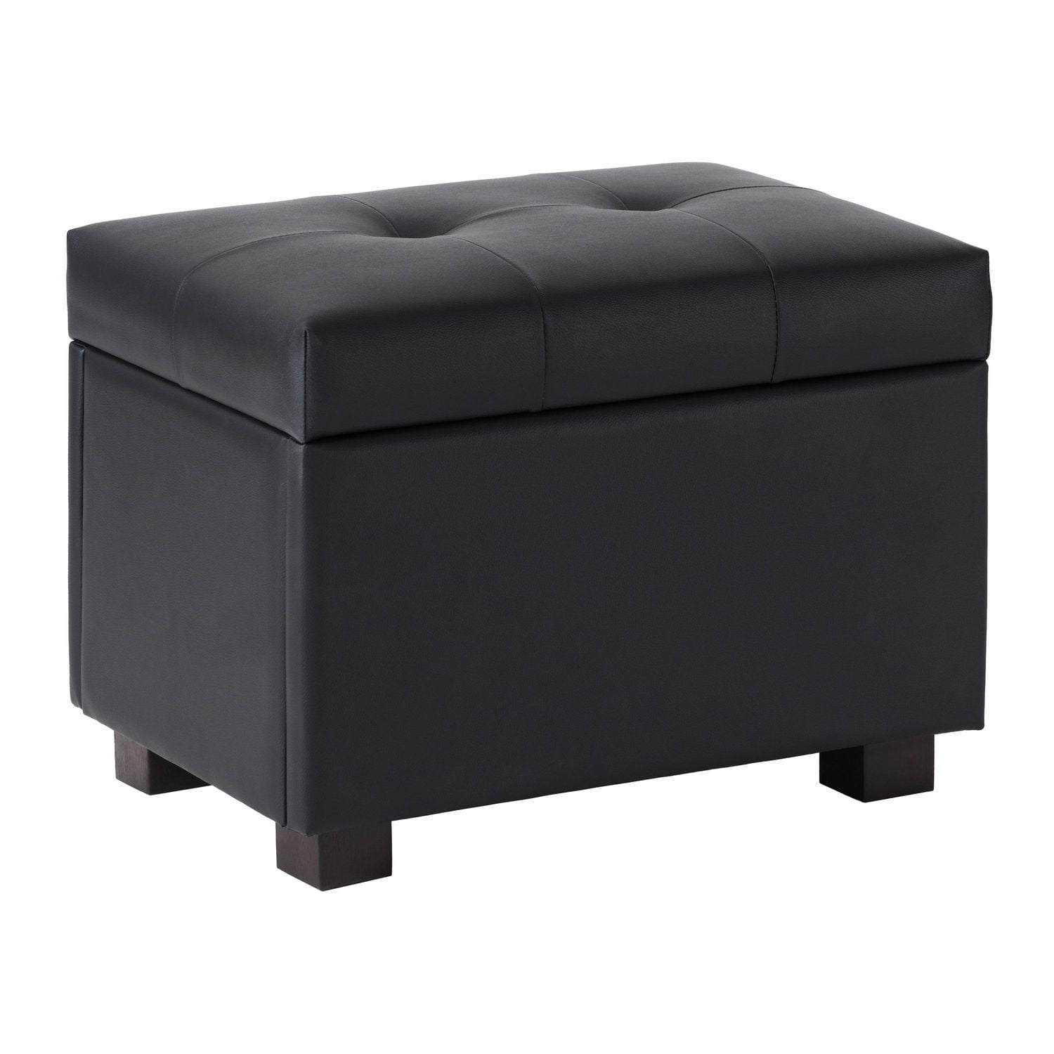 Petit pouf d'intérieur rectangulaire capitonné en similicuir avec rangement CorLiving Asha
