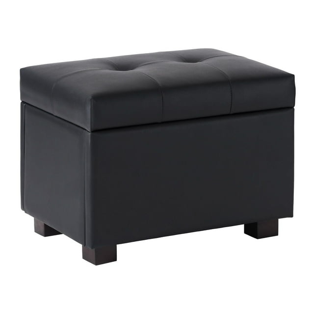 CorLiving Asha Small Faux Leather Tufted Upholstered Rectangular Indoor Ottoman with Storage