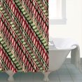 thumbnail image 4 of Red and Green Christmas Striped Pattern Shower Curtain 84"x72" ,Bathroom Decorative Shower Curtains Set with 12 Hooks,Modern Waterproof Washable Shower Curtain, 4 of 6