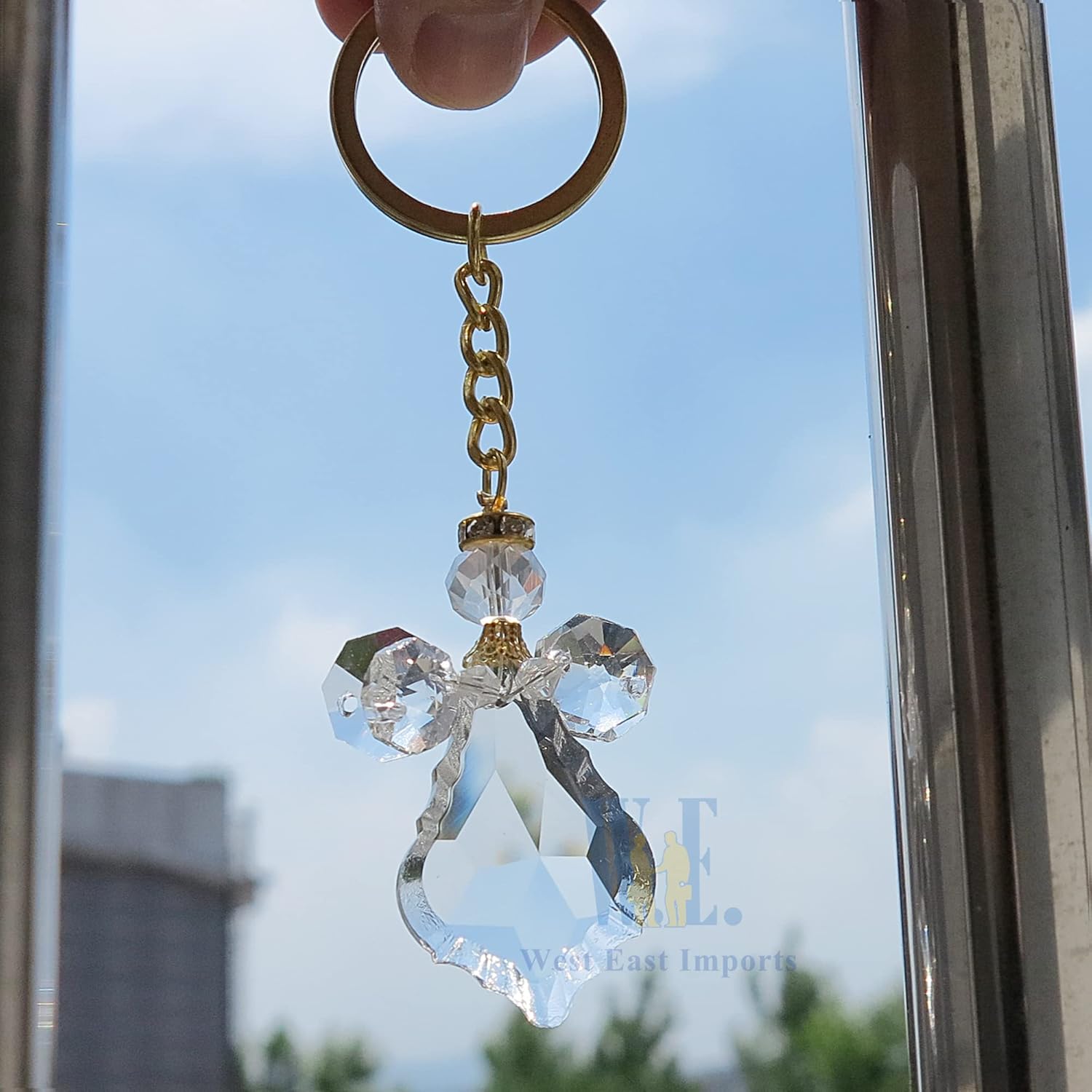 WE 12 Pcs Angel Crystal Keychain Decorated Organza Bag - Wedding / Baptism / Quinceanera / First Communion Favors