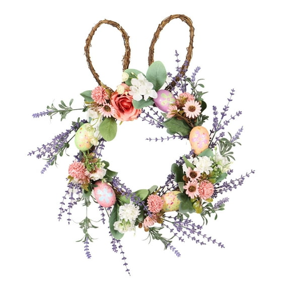 Easter Decorations - Easter Wreath for Front Door, 18 inch Eggs Wreath with Happy Easter Sign, Spring Wreath for Front Door Wall Window Easter Decor