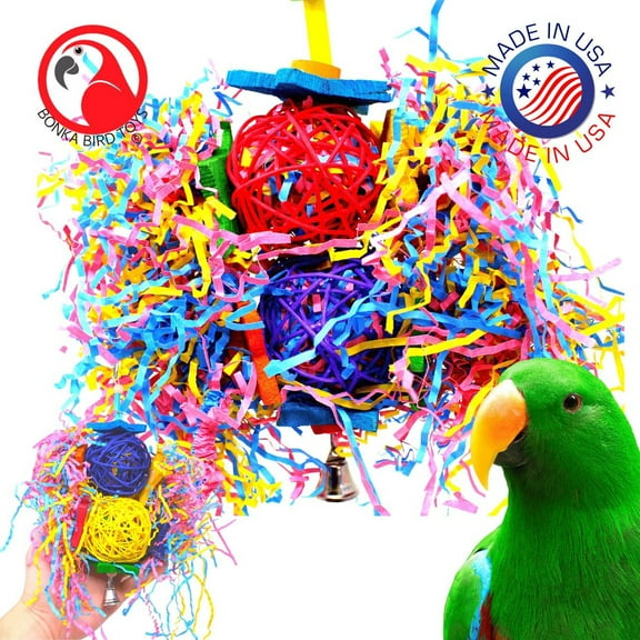 Bonka Bird Toys 1853 Duo Foraging Star Natural Chew Shred Treat Parrot Cage Toy
