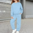 thumbnail image 2 of KAUOD 2 Piece Sweatsuits for Teen Girls Plain Fleece Hoodies Sweatpants Joggers Set Warm Casual Pullover Tracksuits Outfits, 2 of 6