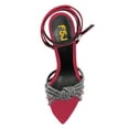 thumbnail image 4 of FSJ Women Sexy Pointed Open Toe Crystal High Heels Strap Knot Buckled Ankle Strap Sandals Cocktail Party Dressy Shoes Size 6 Crimson, 4 of 4