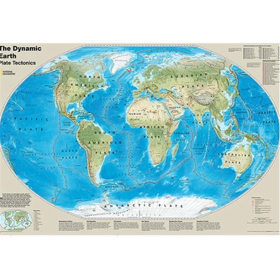 National Geographic Maps RE01020634 The Dynamic Earth Plate Tectonics Wall Map - Laminated