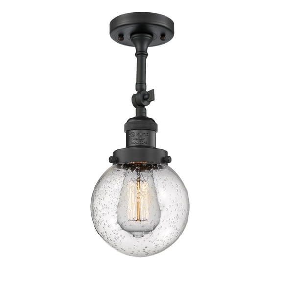 201F-BK-G204-6-LED-Innovations Lighting-Beacon-3.5W 1 LED Semi-Flush Mount in Industrial Style-6 Inches Wide by 14.25 Inches High   Matte Black Finish
