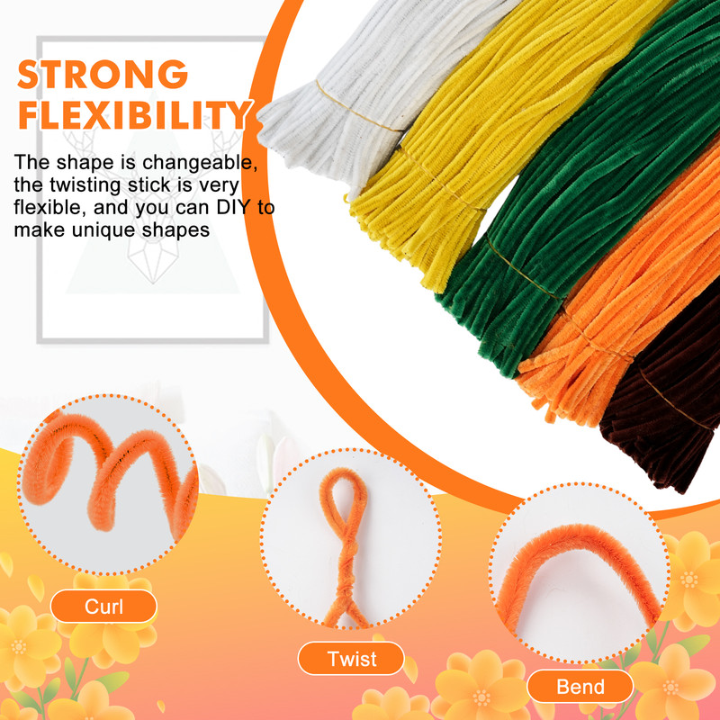 500pcs Pipe Cleaners Chenille Stems for Flowers Craft Supplies Bulk Fluffy Fuzzy Sticks