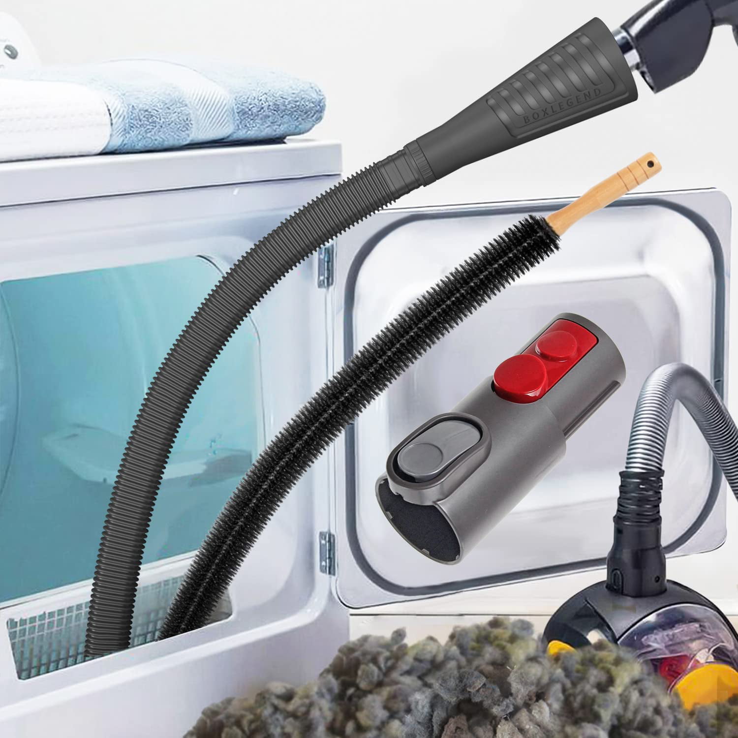 Dryer Vent Cleaning Kit Contains Vacuum Hose Attachment Hose 