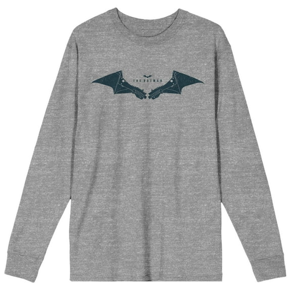 Batman Movie Logo Men's Athletic Heather Long Sleeve Tee-M