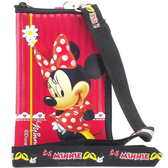 Minnie Mouse Red Lanyard with Detachable Cellphone Case Or Coin Purse