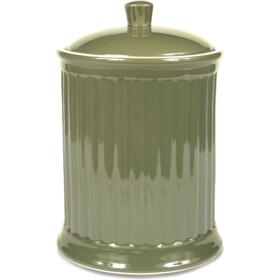 Omniware Simsbury XL Canister, 120oz Stoneware Cookie Jar with Lid, Large Kitchen Storage Container, Airtight Farmhouse Canister for Flour, Sugar, Coffee, or Snacks (Olive)