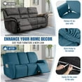 thumbnail image 4 of Recliner Sofa Slipcover, 3 Pieces Polyester Fabric Stretch Sofa Covers for 3 Seat Reclining Couch, Soft Washable Furniture Protector with Pockets (3 Seat, Turquoise Blue), 4 of 14