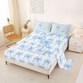 thumbnail image 2 of Erosebridal Blue Bowknot Print Full Size Sheets For Kids,Letter L Initial Themed Bed Sheets 4 Pieces, 2 of 6