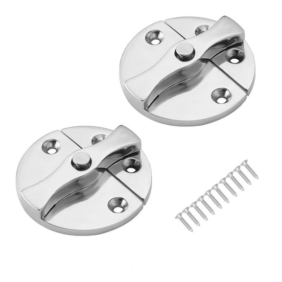 ABCISI Heavy Duty Marine Boat Door Catch Latch 316 Stainless Steel, 1.69" (43 mm) Hatch Round Turn Button Twist Catch Latch with Screws(2-Pack)