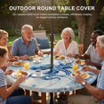 thumbnail image 3 of Round Outdoor Tablecloth with Umbrella Hole and Zipper, Blue Octopus Coastal Tablecloth with Elastic Waterproof, Summer Beach Coral Starfish Shell Vintage Patio Table Covers for 55" - 60" Tables, 3 of 9