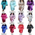 thumbnail image 1 of Women's Satin Kimono Short Robe with Pockets, 1 of 10