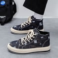 thumbnail image 4 of Rokment Mens High Top Fashion Sneakers Retro Streetwear Casual Ripped Denim Lace up Platform Canvas Walking Flat Tennis Shoes 2026 Blue Size 8, 4 of 6