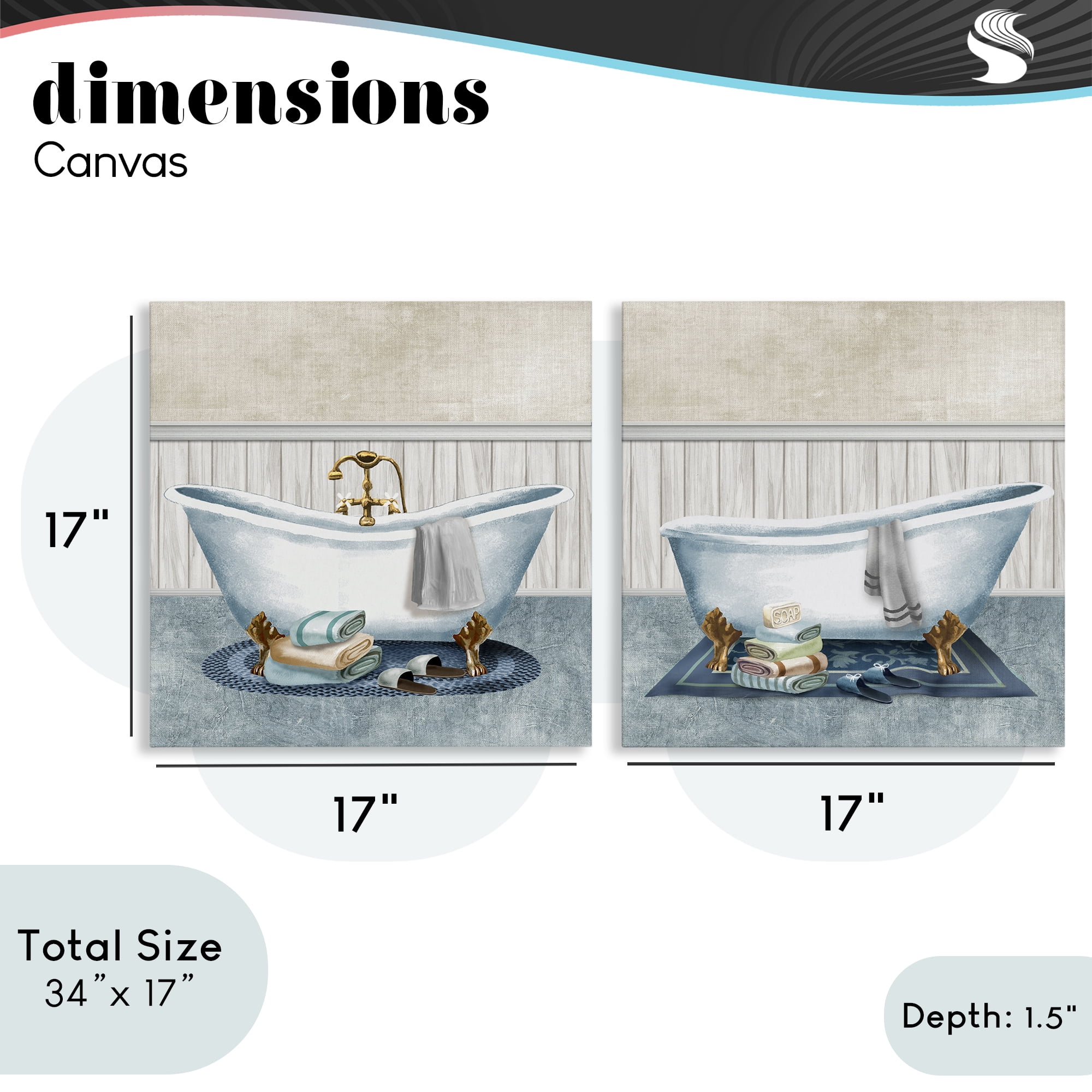 Stupell Industries Cozy Bathtub & Slippers 2 Piece Canvas Wall Art Set, design by Conrad Knutsen