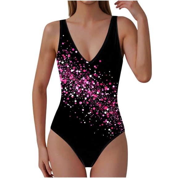 Women's One Piece Swimsuits Gradient Bathing Suits with Crystal Clear RhinestonesAthletic Modest Swimwear