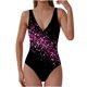thumbnail image 2 of Traje de baño de una pieza para mujer, sin mangas, con escote en V y sujetador acolchado, traje de baño informal estampado para mujer, traje de baño de moda playera para mujer, trajes de baño de una p, 2 of 5