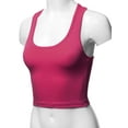 thumbnail image 5 of A2Y Women's Basic Cotton Casual Scoop Neck Cropped Racerback Tank Tops Magenta M, 5 of 5