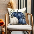 thumbnail image 3 of DaShan Fall Blue Pumpkin Throw Pillow Covers 18x18 Set of 2,Autumn Linen Pillowcase Cushion Cover for Couch Sofa Bed, 3 of 6