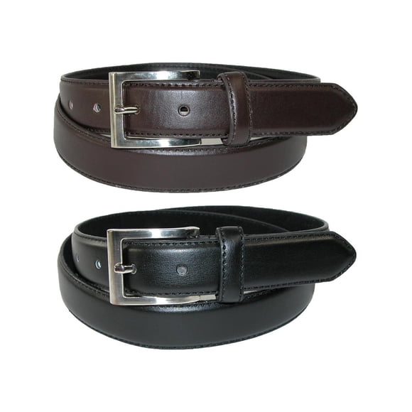 CTM® Ceinture Habillée de Base en Cuir avec Boucle Argentée (Lot de 2 Couleurs) (Hommes)