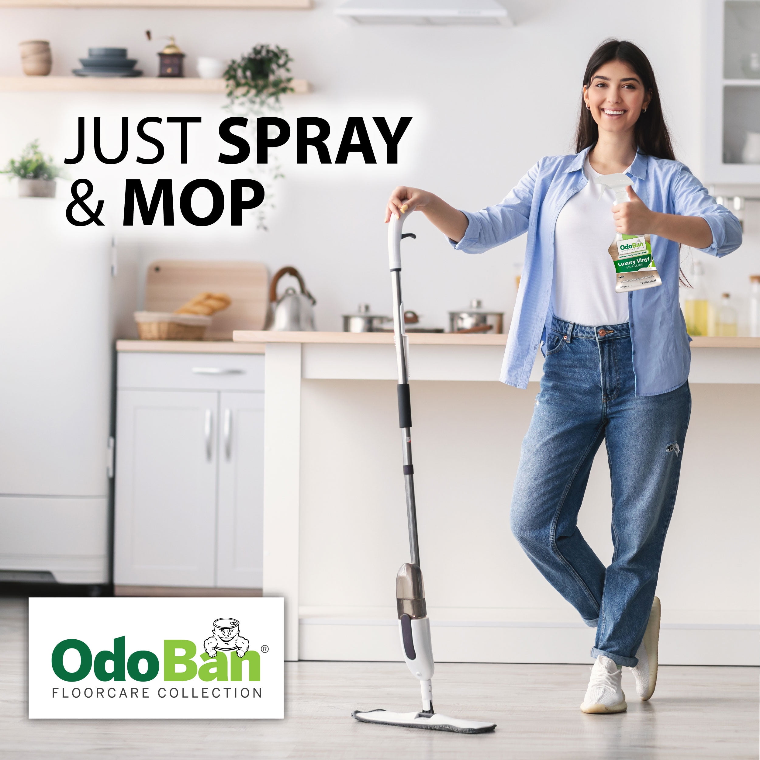 OdoBan Ready-to-Use Luxury Vinyl Floor Cleaner, Streak Free and Neutral PH Formula, 32 Oz Spray 6-Pack, Scentless