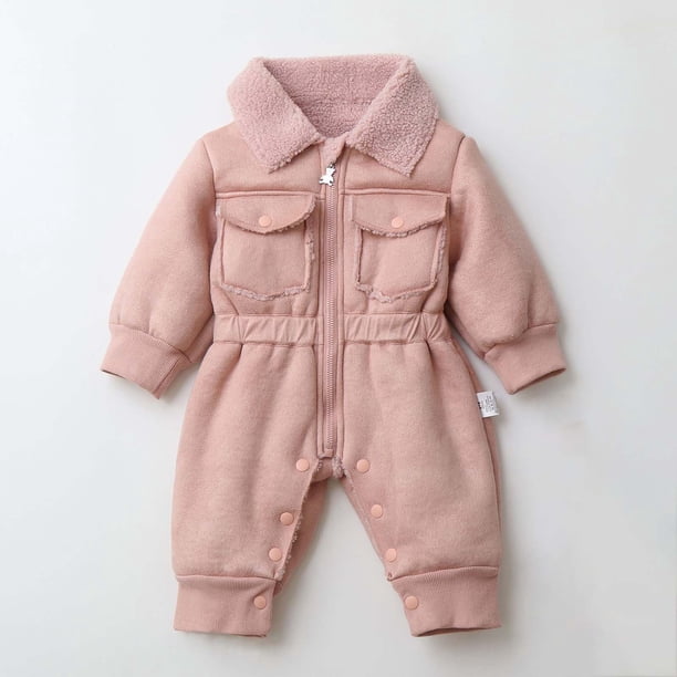 Mono de moda para exteriores para niños con forro polar grueso y cintura ajustada para niños y niñas.