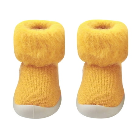 

kpoplk Toddler Sock Shoes Socks Slipper Baby Girls Kids Solid Knit Stocking Soft Warm Shoes Toddler Toddler High Top Sneakers(Yellow)