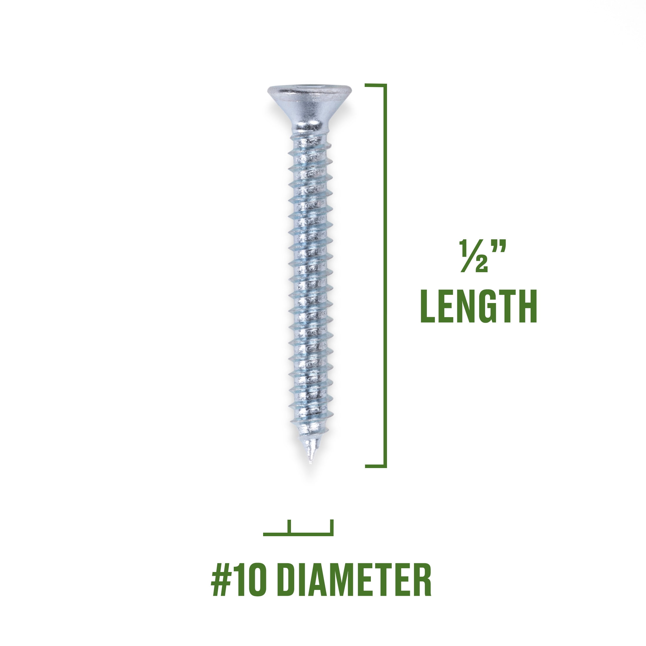 (7 pack) Hillman Sheet Metal Screws, #10 x 1/2", Steel, Zinc, Interior, Phillips, Silver, 8 pack