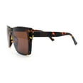 thumbnail image 6 of Womens Rectangle Inset Lens Minimalist Fashion Plastic Sunglasses Tortoise - Brown, 6 of 8