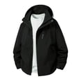 thumbnail image 2 of XUNKUSGA Rain Jacket Men Lightweight Windproof Waterproof Softshell Jacket with Chest Zipper Pocket Long Sleeve Full Zip Up Hiking Jackets with Hood for Golf Travel,Black,S, 2 of 9